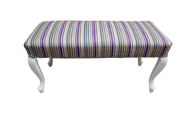 Puf 19433 Benc MODEL Kayın Klasik aslan ayak Kalite Solin Kadife Kumaş Beyaz - 2