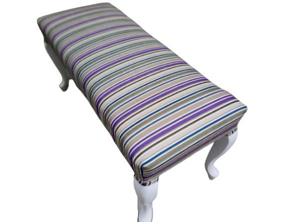 Puf 19433 Benc MODEL Kayın Klasik aslan ayak Kalite Solin Kadife Kumaş Beyaz - 3