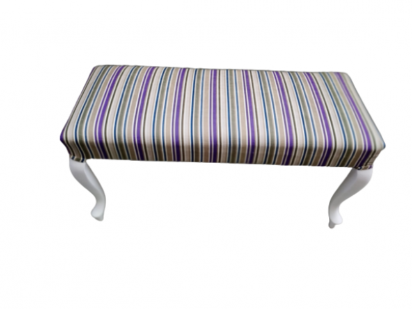 Puf 19433 Benc MODEL Kayın Klasik aslan ayak Kalite Solin Kadife Kumaş Beyaz - 4