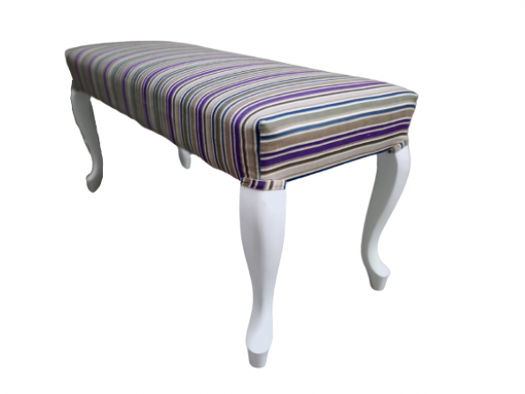 Puf 19433 Benc MODEL Kayın Klasik aslan ayak Kalite Solin Kadife Kumaş Beyaz - 7