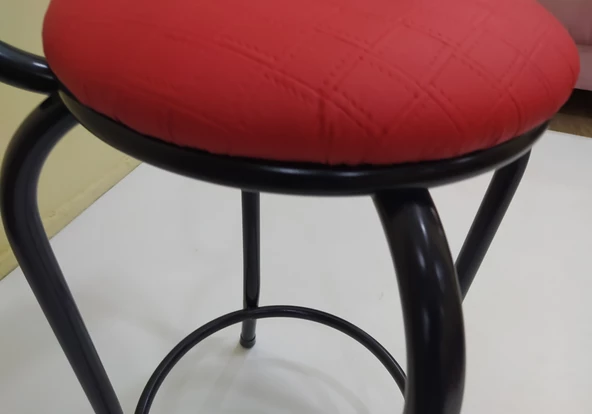 Sandalye 12750 BAR Tipi Yüksek1ad KIRMIZI Suni deri döşem Metal SİYAH El Yapım - 4