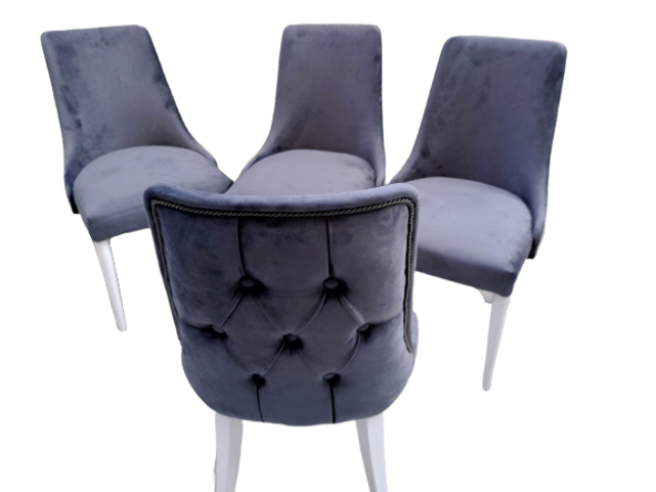 Sandalye 19424 PAPEL Model Kayın Retro Ayak BABYFAC Antrasit Kapiton Döşem Kumaş - Resim 4