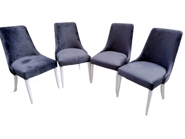 Sandalye 19424 PAPEL Model Kayın Retro Ayak BABYFAC Antrasit Kapiton Döşem Kumaş - Resim 5