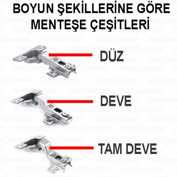 Aletçantam Samet Mobilya Menteşesi Dolap Kapak Tas Menteşe 4 Adet - Düz Tip - 3