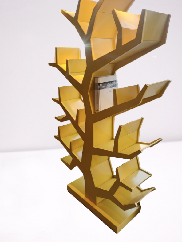 Kitaplık19413 Ahşap AĞAÇ DALI Tek Parça MDF Parlak Sarı Lake Boya El Yapım - 4