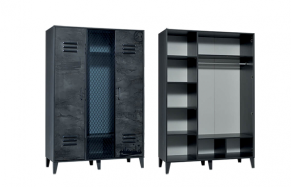 Gardırop MİX urlu 19405 İRONİ Model 3kapak Kafes Kapak Detay Yüksek ayak ANTRASİT Gri - 2