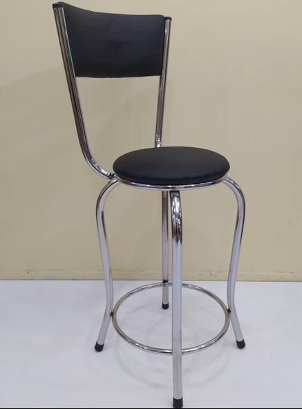 Sandalye 12760 BAR Tipi Yüksek Model 4ad SİYAH Sunideri döşem Metal Çelik nikelaj - 3
