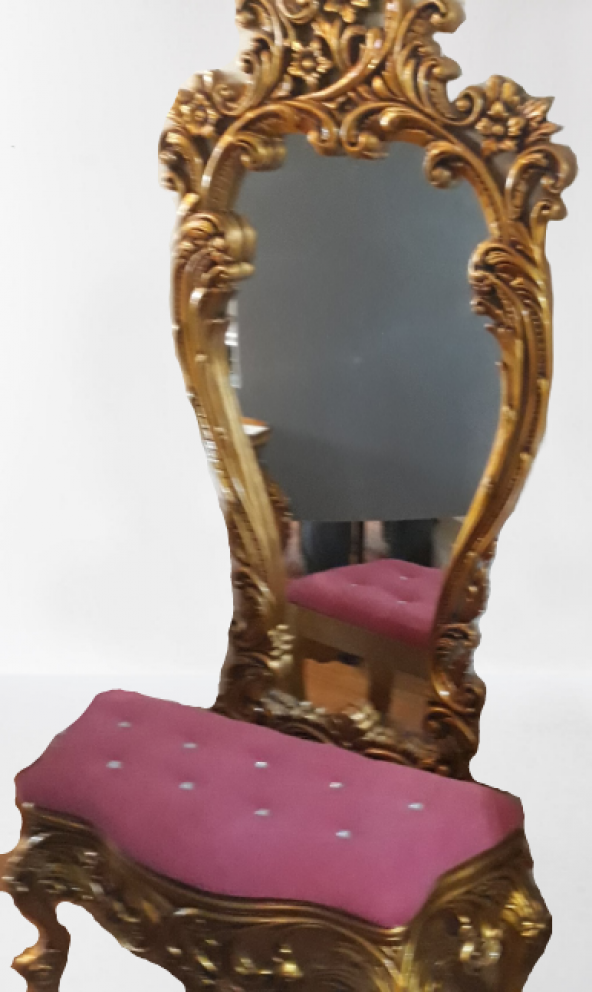 Dresuar 19379 PRENSES PUF Polyester döküm GOLD Aslan Ayak Kapitone puf El Yapım