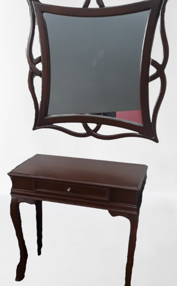 Dresuar 19375 TEK ÇEKMECE Model ceviz ahşap Kayın Aslan Ayak CNC ayna El yapım - 2