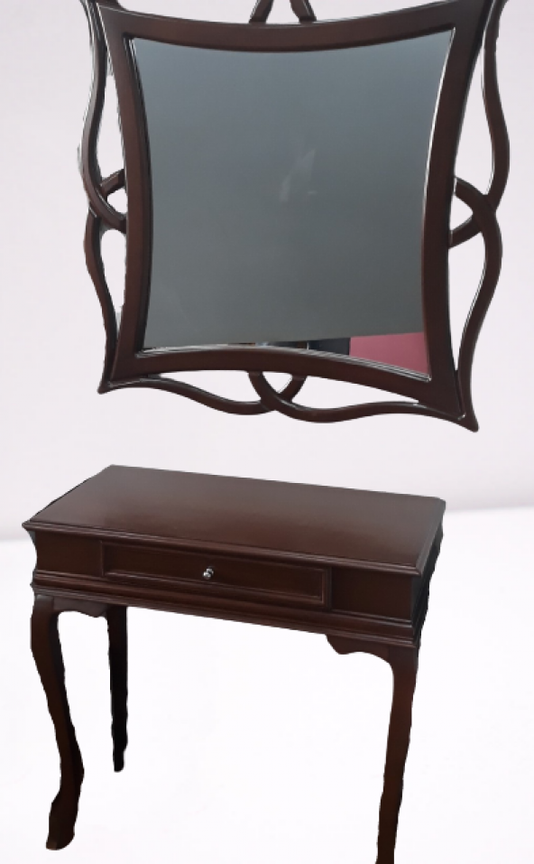 Dresuar 19375 TEK ÇEKMECE Model ceviz ahşap Kayın Aslan Ayak CNC ayna El yapım - 3