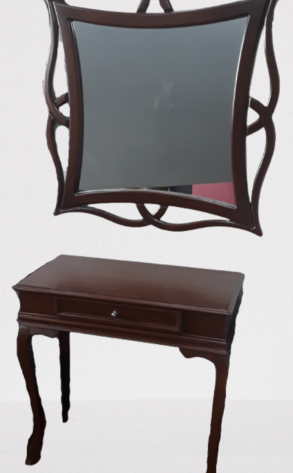 Dresuar 19375 TEK ÇEKMECE Model ceviz ahşap Kayın Aslan Ayak CNC ayna El yapım - 4