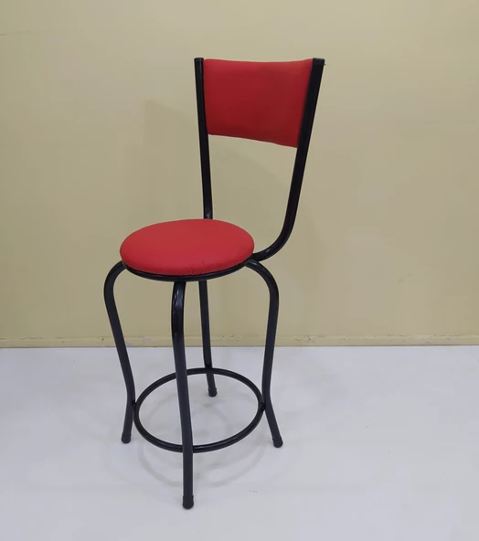 Sandalye 12762 BAR Tipi Yüksek Model 4ad KIRMIZI Suni deri döşem Metal Siyah - 4