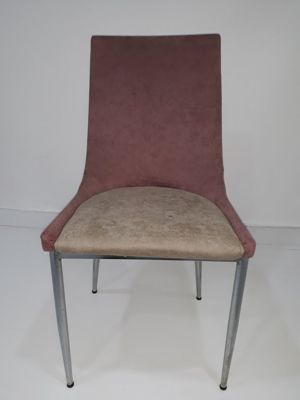 Sandalye 19355 SAMBA Metal Çelik Nikelaj Pembe-Bej 4 Adet Kaliteli kumaş El Yapım ürün görseli