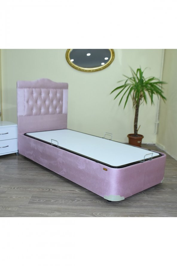 Baza Başlık 19343 Tay Tüy Pembe Kumaş Baza Kapitone Başlık 90*190 El Yapım - 2