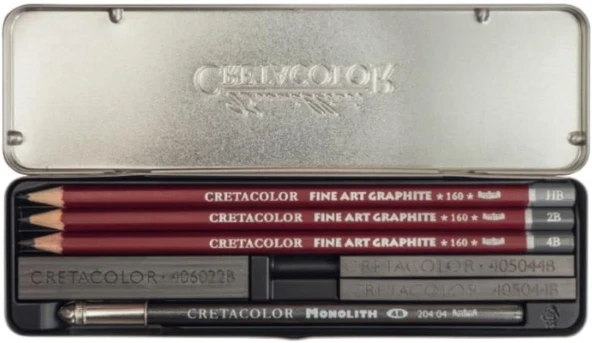 Cretacolor Graphite Eskiz Seti 9'lu Metal Kutu / 16029 - Resim 2