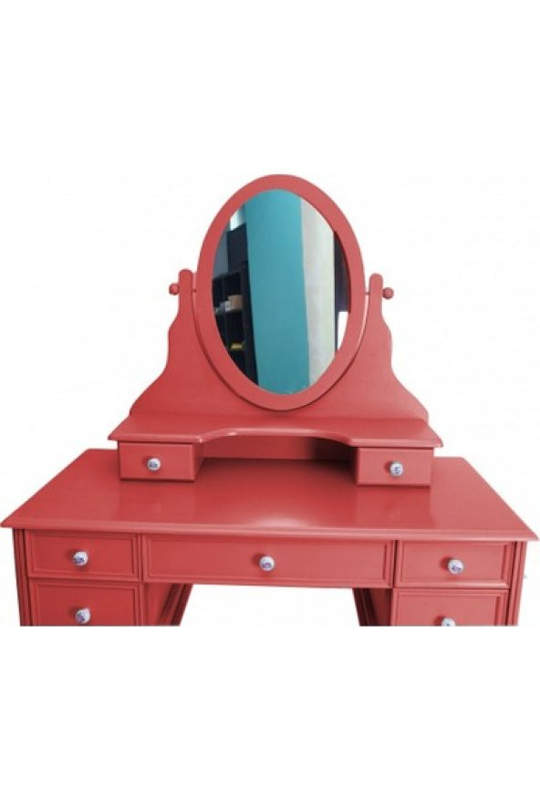 Makyaj Masa 19331 Dresuar 7Çekm Kayn Aslan Ayak Kırmızı Lake Hareket Ayna El Yapı - 2