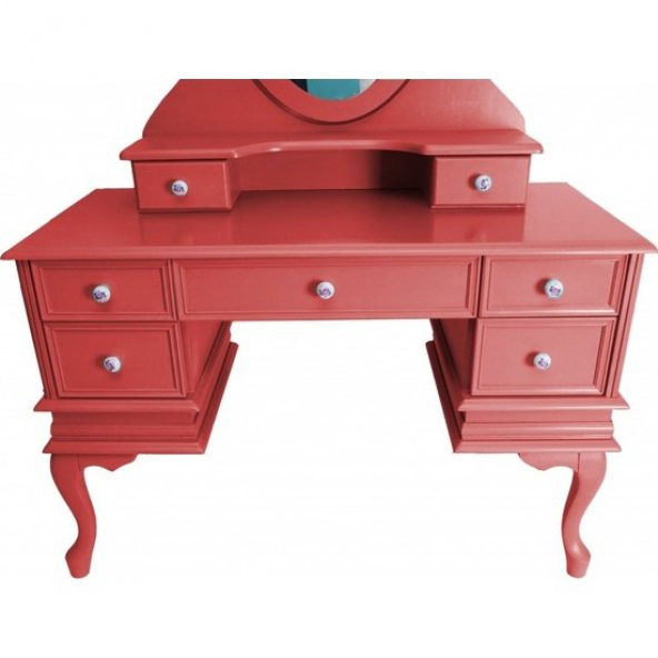 Makyaj Masa 19331 Dresuar 7Çekm Kayn Aslan Ayak Kırmızı Lake Hareket Ayna El Yapı - 4