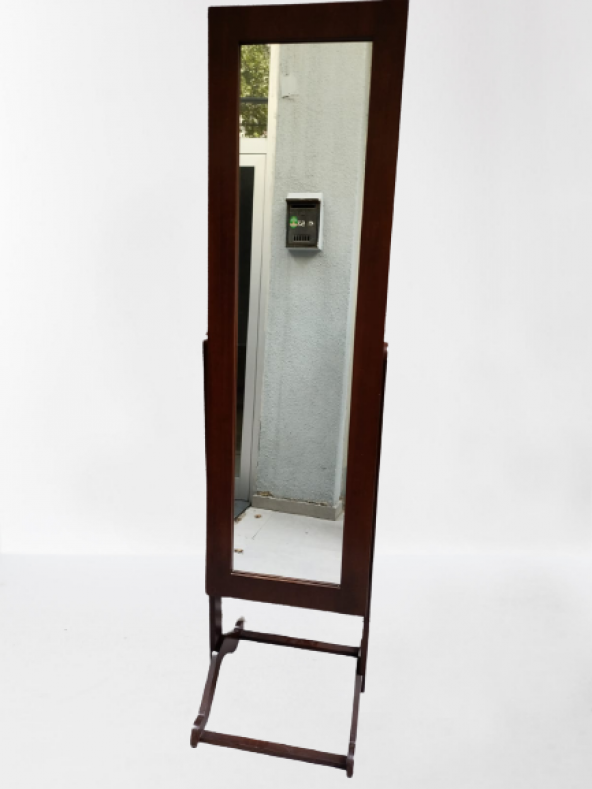 Takı ST Dolabı Boy Aynası Ahşap Parlak Ceviz Natüre Klasik Mobilya MDF El Yapım