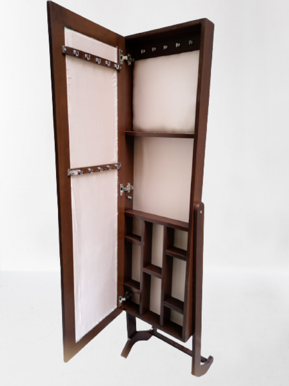 Takı 19322 Dolabı Boy Aynası Ahşap Parlak Ceviz Natüre Klasik Mobilya MDF El Yapı - 8