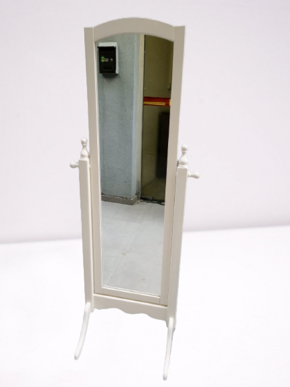 Boy 19321 Ayna Ahşap MDF Parlak Beyaz Lake Dikdörtgen Klasik Mobilya El Yapım - 2