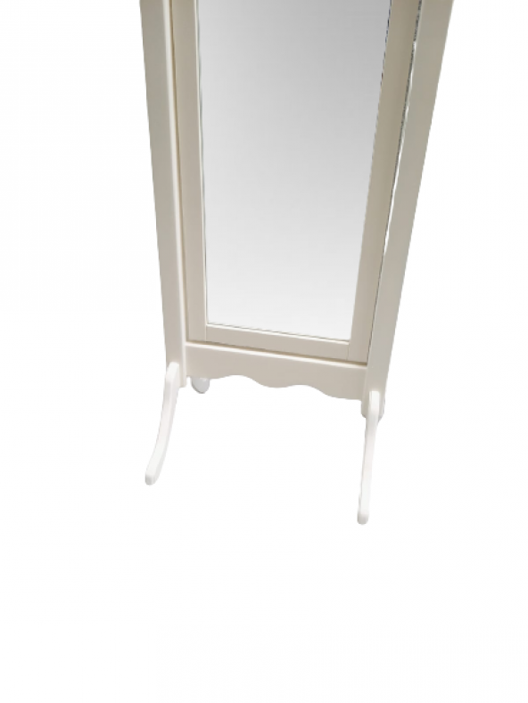 Boy 19321 Ayna Ahşap MDF Parlak Beyaz Lake Dikdörtgen Klasik Mobilya El Yapım - 6