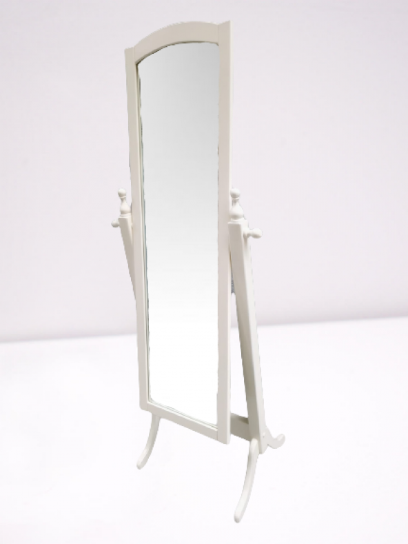 Boy 19321 Ayna Ahşap MDF Parlak Beyaz Lake Dikdörtgen Klasik Mobilya El Yapım - 4