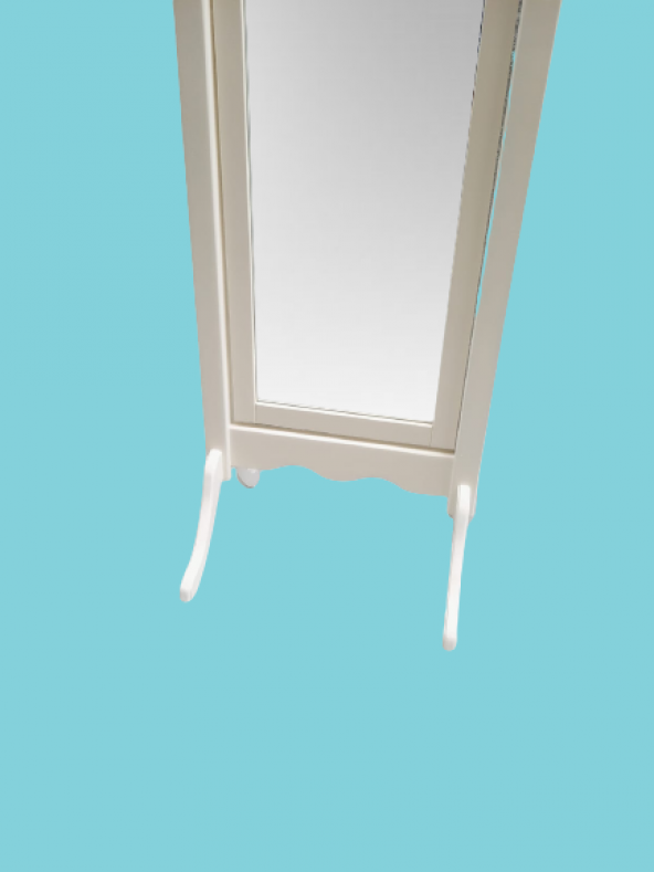 Boy 19321 Ayna Ahşap MDF Parlak Beyaz Lake Dikdörtgen Klasik Mobilya El Yapım - 7