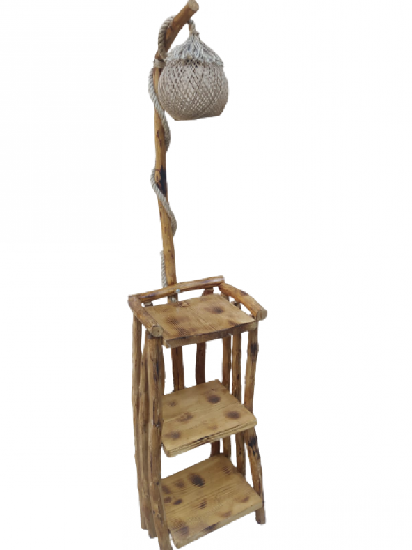 Lambader 18564 ST ATMACA 3 kitaplık Raflı Model Doğal Malzem Kuru Zeytin Çam Dalı