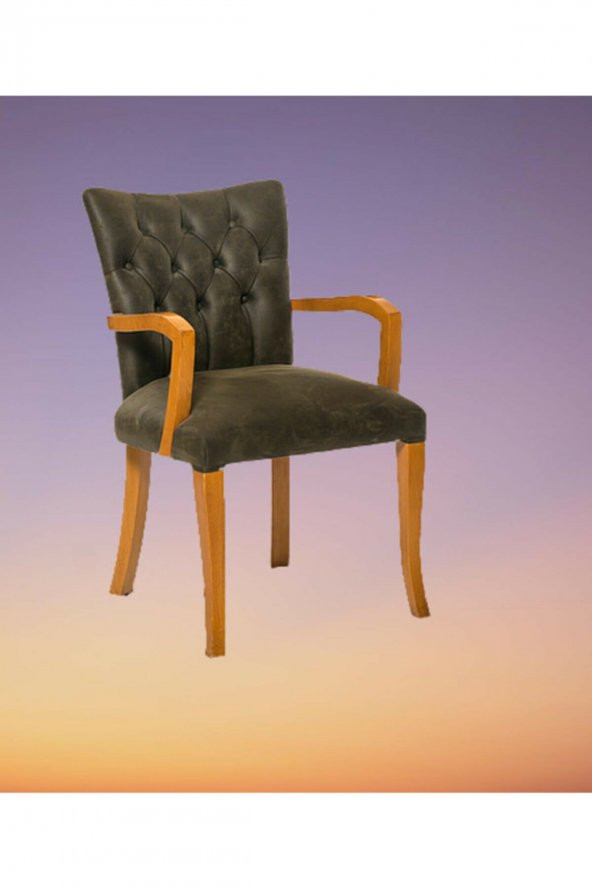 Sandalye 18526 Zus160  Bambu Kolçak Model Kayın RETRO Ayak Antrasit Kumaş Elyapı - 3