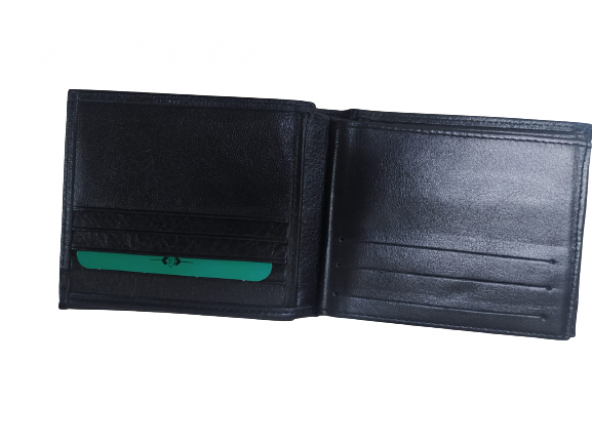 Cüzdan Erkek 18490 Cüzdanı Model Dana Derisi Siyah Kalıcı boya Çok göz El Yapım - 5