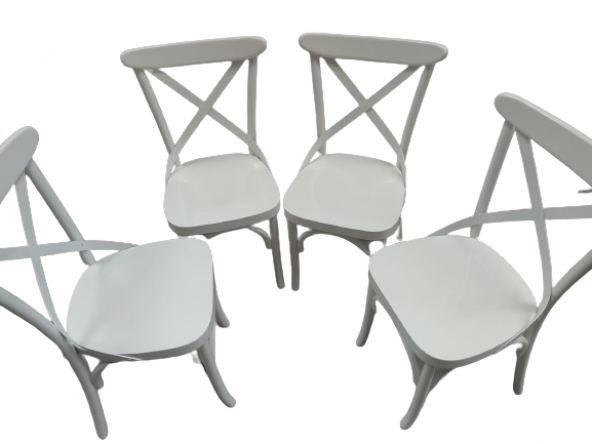 Sandalye 18467 ÇAPRAZ Model Klasik Mobilya Kayın Retro Parlak Beyaz renk El Yapmı