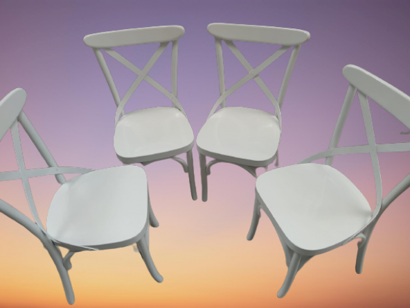 Sandalye 18467 ÇAPRAZ Model Klasik Mobilya Kayın Retro Parlak Beyaz renk El Yapmı - 4