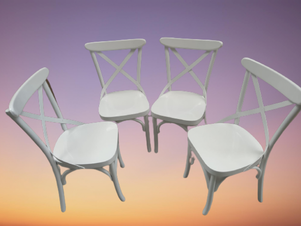 Sandalye 18467 ÇAPRAZ Model Klasik Mobilya Kayın Retro Parlak Beyaz renk El Yapmı - 7