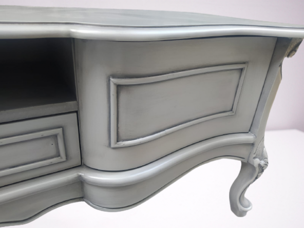 Tv ST 18463 Sehpa Veli Eskitme Avangart Aslan Kayın Ayak Oyma Nakış Gri El Yapım - Resim 5