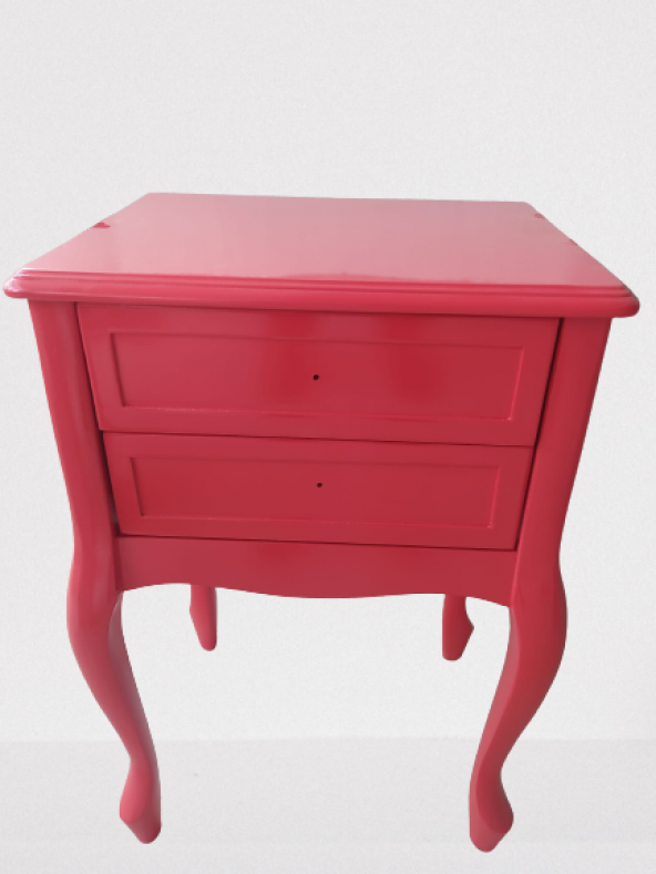 Komodin 18444 Klasik Model Kayın Aslan Ayak Pembe Renk Porselen kulp El Yapımı - 4