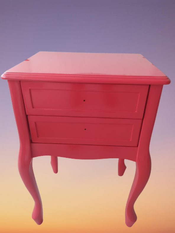 Komodin 18444 Klasik Model Kayın Aslan Ayak Pembe Renk Porselen kulp El Yapımı - 5