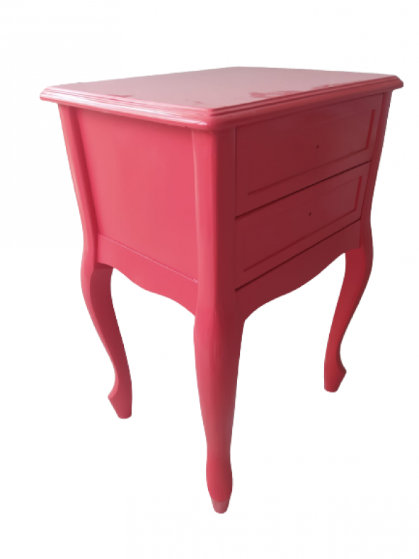 Komodin 18444 Klasik Model Kayın Aslan Ayak Pembe Renk Porselen kulp El Yapımı - 7