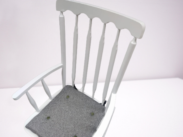 Sandalye 18449 Sallanan Bambu Kayın Retro Ayak Beyaz Lake kumaş minder El yapım - 3