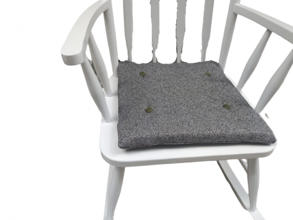 Sandalye 18449 Sallanan Bambu Kayın Retro Ayak Beyaz Lake kumaş minder El yapım - 6