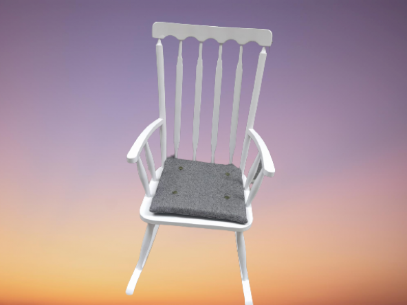 Sandalye 18449 Sallanan Bambu Kayın Retro Ayak Beyaz Lake kumaş minder El yapım - 7