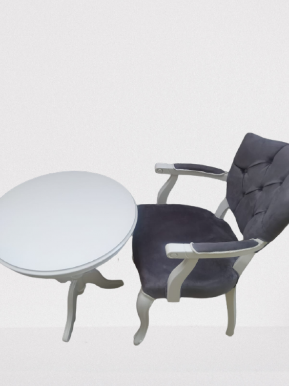 Fiskos-Berjer ST Sandalye Kelebek Model Parlak beyaz Kapitone Kumaş Aslan ayak