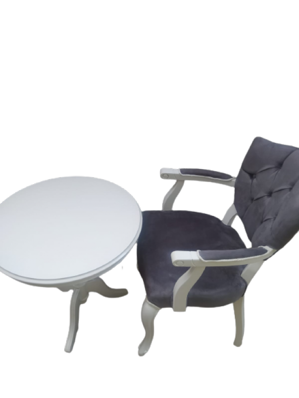 Fiskos-Berjer 18440 Sandalye Kelebek Model Parlak beyaz Kapitone Kumaş Aslan ayak - 3