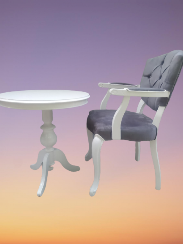 Fiskos-Berjer 18440 Sandalye Kelebek Model Parlak beyaz Kapitone Kumaş Aslan ayak - 6