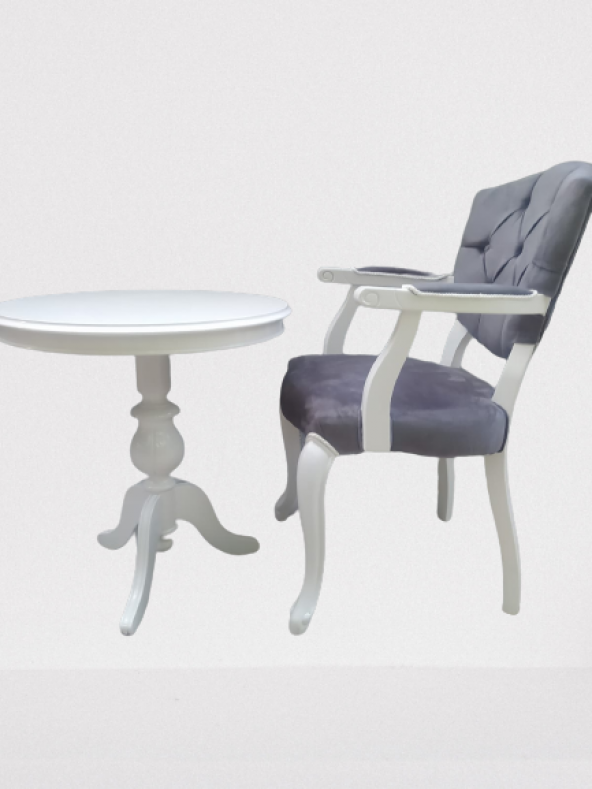 Fiskos-Berjer 18440 Sandalye Kelebek Model Parlak beyaz Kapitone Kumaş Aslan ayak - 7