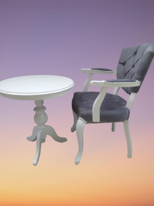 Fiskos-Berjer 18440 Sandalye Kelebek Model Parlak beyaz Kapitone Kumaş Aslan ayak - 8