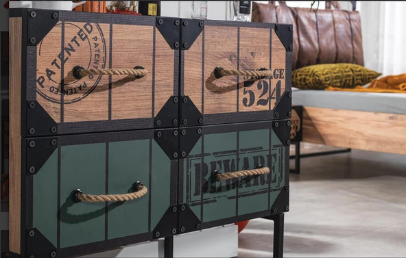 Şifonyer Ve Ayna 18391 Urlu LOFT Model 1 Kalite Metaal Suntalem Demonte Ürün. Kutuda sevk EL Yapım - 2