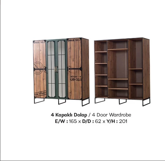 Dolap Urlu 18381 LOFT Model İnavasyon ürün 4kapı Metal Yüksek Ayak kalite malzeme - 2