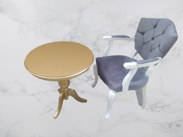 Fiskos Berjer 18377 Sandalye Kelebek Model beyaz GOLD Kapitone Kumaş Aslan ayak - 3