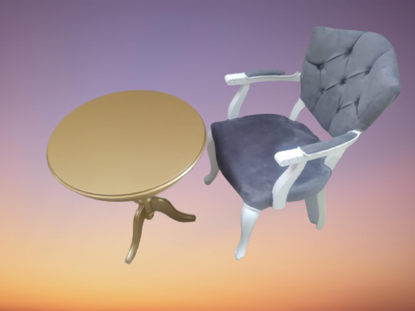 Fiskos Berjer 18377 Sandalye Kelebek Model beyaz GOLD Kapitone Kumaş Aslan ayak - 4