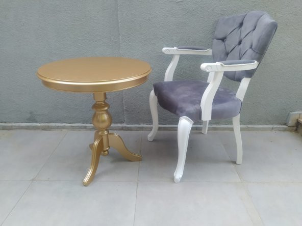 Fiskos Berjer 18377 Sandalye Kelebek Model beyaz GOLD Kapitone Kumaş Aslan ayak - 7